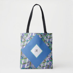 Quilters blaue Monogramm-Tasche Tasche