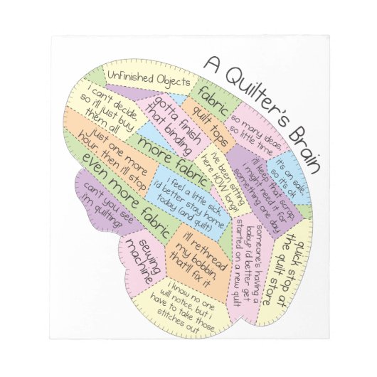 Quilters Gehirn Notizblock (Vorderseite)
