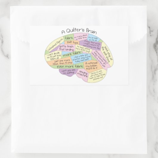 Quilters Gehirn Rechteckiger Aufkleber (Tasche)