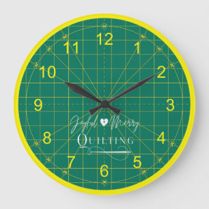 Quilters Logo Grün schneiden Matte rund Uhr