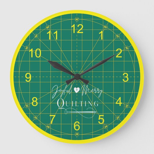 Quilters Logo Grün schneiden Matte rund Uhr (Vorderseite)