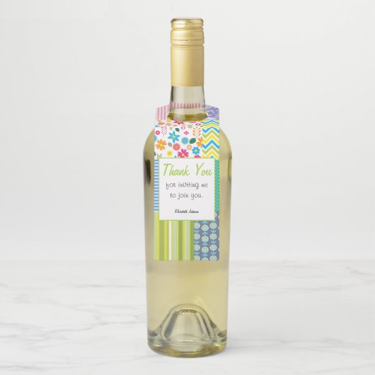 Quilters Patchwork Custom Hostess Geschenk Wein Fl Flaschenanhänger (Auf Flasche)