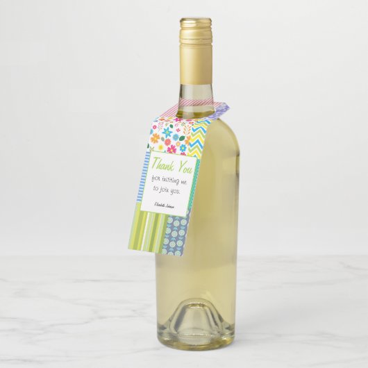 Quilters Patchwork Custom Hostess Geschenk Wein Fl Flaschenanhänger (Angewinkelt)