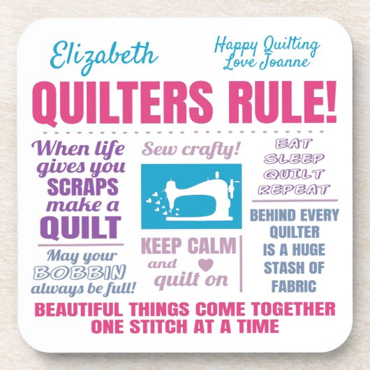 Quilters Quilting Quotes Getränkeuntersetzer (Vorderseite)