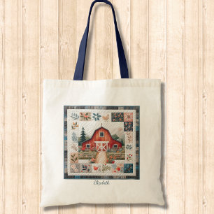 Quilter's Red Barn Faux-Patchwork Tragetasche