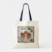 Quilter's Red Barn Faux-Patchwork Tragetasche (Rückseite)