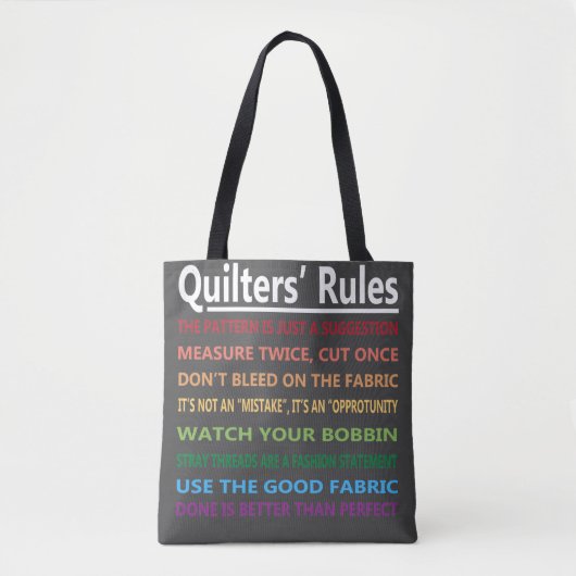 Quilters Regeln Tasche (Vorderseite)