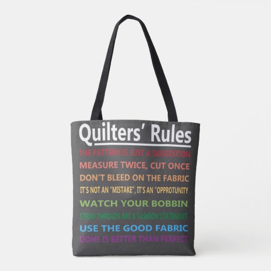 Quilters Regeln Tasche (Rückseite)