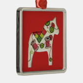 Quilters Weihnachts-Dala-Pferde Ornament Aus Metall (Rechts)