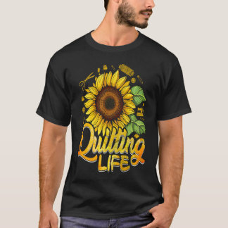 Quiltieren Lebensdauer Nähmaschine Pun Sun Blume T-Shirt
