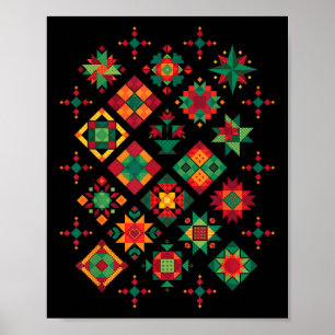 Quiltieren von Blockmustern Quilters Nähen Liebhab Poster
