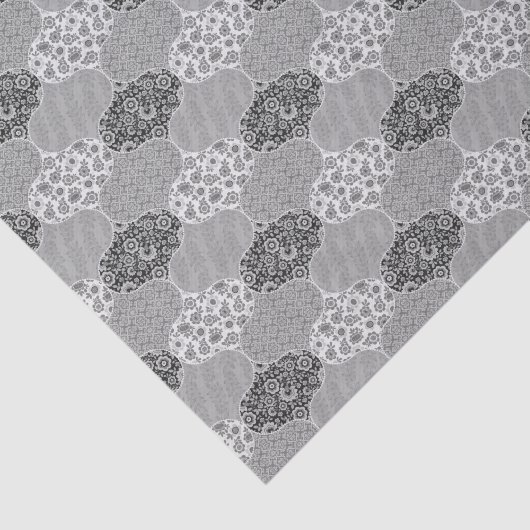 Quiltiert marokkanische Muster Gray Floral Seidenpapier (Ausschnitt)