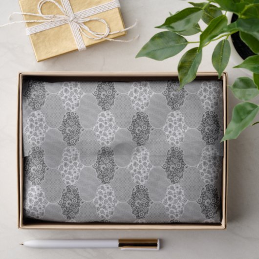 Quiltiert marokkanische Muster Gray Floral Seidenpapier (Geschenk)