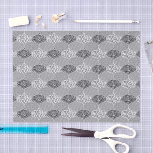 Quiltiert marokkanische Muster Gray Floral Seidenpapier (Handwerk)