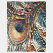 Quiltierte Abstrakte Pfauenfeder Fleecedecke (Vorderseite)