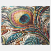 Quiltierte Abstrakte Pfauenfeder Fleecedecke (Vorderseite (Horizontal))