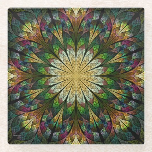 Quiltierte Blume Glasuntersetzer (Vorderseite)