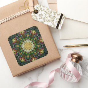 Quiltierte Blume Quadratischer Aufkleber