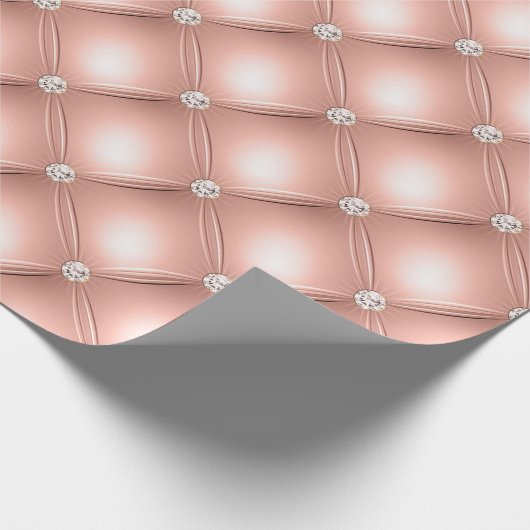 Quiltierte Diamond Funkelnd Rose Gold Pink Luxus Geschenkpapier (Ecke)