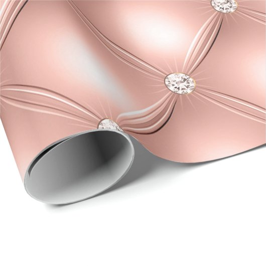 Quiltierte Diamond Funkelnd Rose Gold Pink Luxus Geschenkpapier (Rolleneckpunkt)