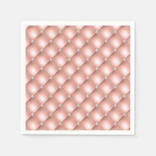 Quiltierte Diamond Funkelnd Rose Gold Pink Luxus Serviette (Vorderseite)