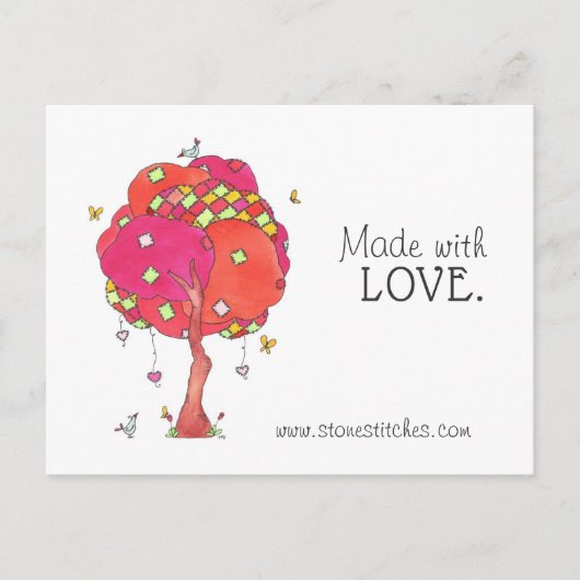 Quiltierte Patchwork aus Liebe-Werbekarte Postkarte (Vorderseite)