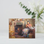 Quilting am Kamin Postkarte (Stehend Vorderseite)