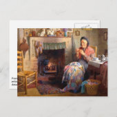 Quilting am Kamin Postkarte (Vorne/Hinten)