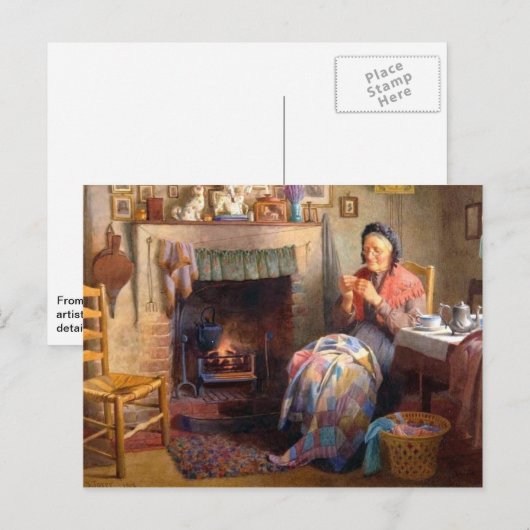 Quilting am Kamin Postkarte (Vorne/Hinten)