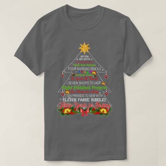 Quilting Christmas Tree  One Long Arm Quilter  T-Shirt (Design vorne)