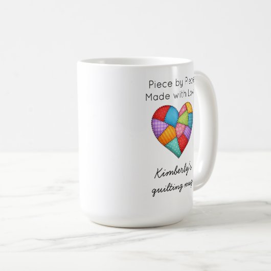 Quilting Colorful Patchwork Heart Sewing Kaffeetasse (VorderseiteRechts)