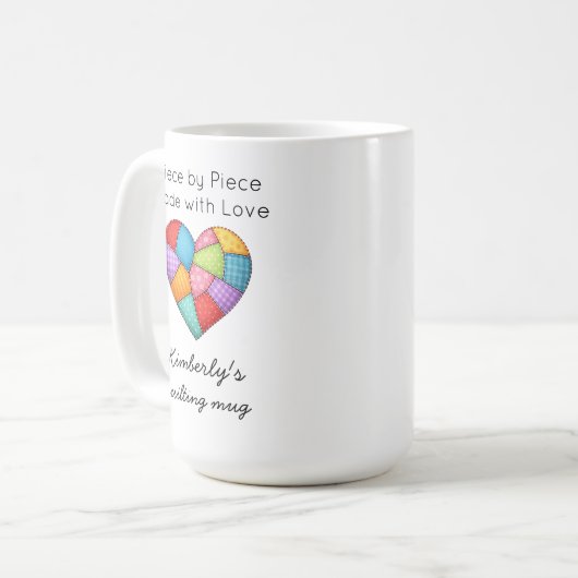 Quilting Colorful Patchwork Heart Sewing Kaffeetasse (Vorderseite Links)