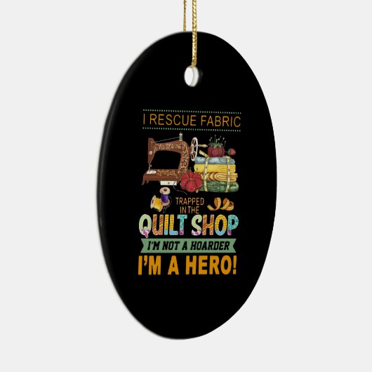 Quilting | I Rescue Fabric gefangen das Quilt Keramik Ornament (Rechts)