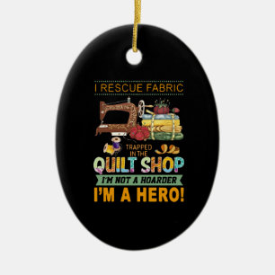 Quilting   I Rescue Fabric gefangen das Quilt Keramik Ornament