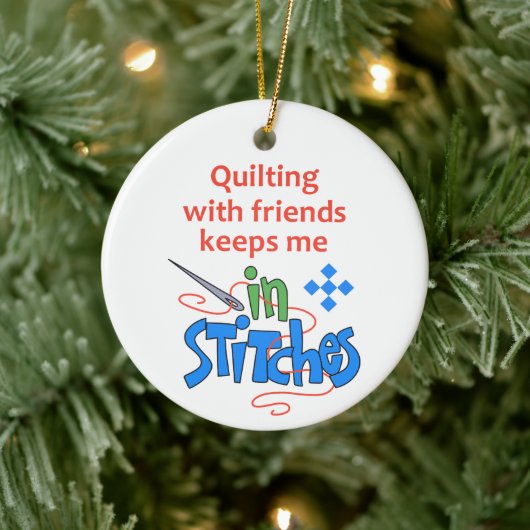 Quilting mit Freunden Keramik Ornament (Baum)