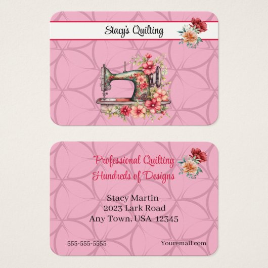 Quilting oder Nähen der Visitenkarte (Vorne & Hinten)