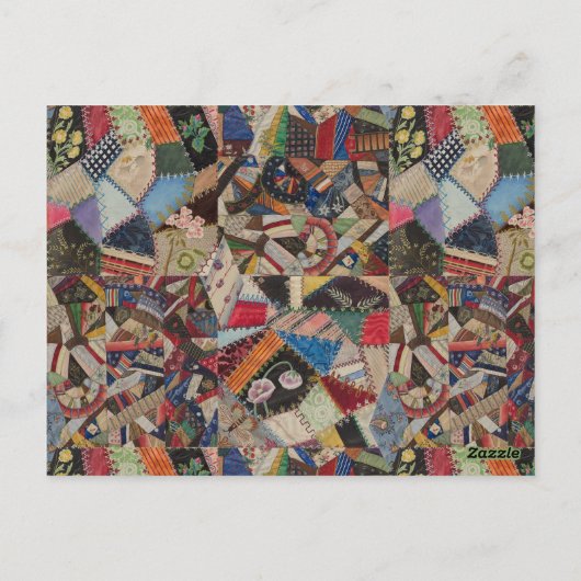 Quilting Patchwork - farbiges Collage Pattern Postkarte (Rückseite)
