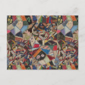 Quilting Patchwork - farbiges Collage Pattern Postkarte (Vorderseite)