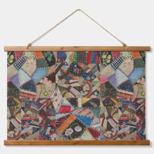 Quilting Patchwork - farbiges Collage Pattern Wandteppich Mit Holzrahmen