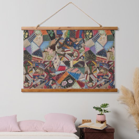 Quilting Patchwork - farbiges Collage Pattern Wandteppich Mit Holzrahmen (Schlafzimmer)