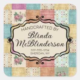 Quilting Patchwork Grunge Quilter Geschenketikett Quadratischer Aufkleber