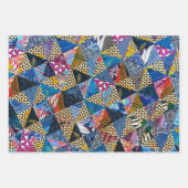 Quilting-Quadrate farbiges Collage-Muster Geschenkpapier Set (Vorderseite)