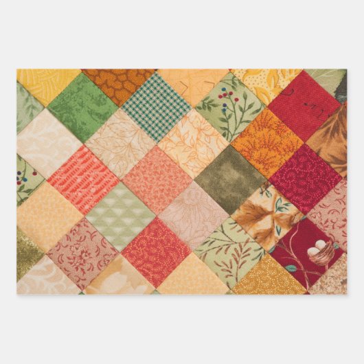 Quilting-Quadrate farbiges Collage-Muster Geschenkpapier Set (Vorderseite 2)