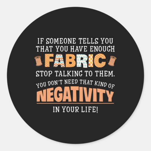 Quilting-Quote für Abwasserquilter Runder Aufkleber (Vorderseite)