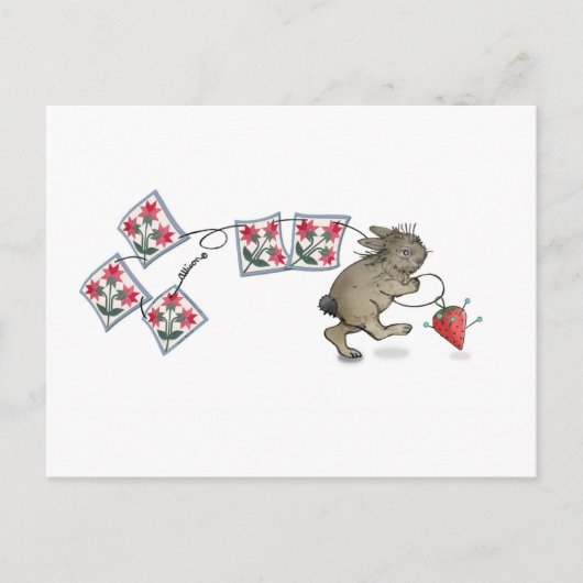 Quilting Rabbit Postkarte (Vorderseite)