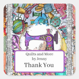 Quilting Vielen Dank Quadratischer Aufkleber