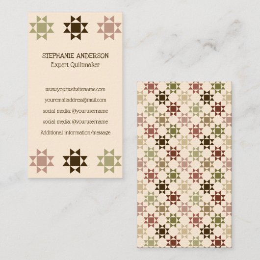 Quiltmaker, Quilt für Business Amish Quilt Visitenkarte (Vorne/Hinten)