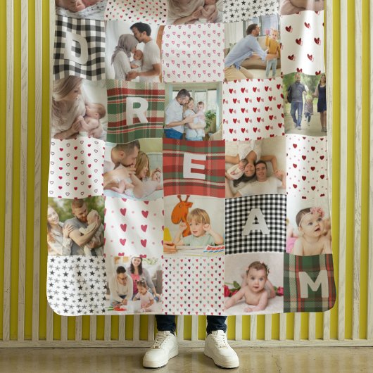 Quiltmuster-Foto-College-Retro-Patchwork-Effekt Fleecedecke