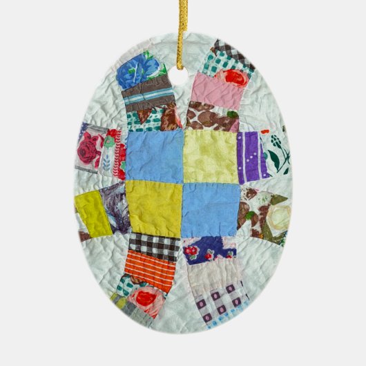 Quiltmuster Keramik Ornament (Vorne)