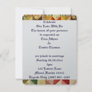Quiltmuster Liebe Hochzeit Braut Bräutigam Frieden Einladung
